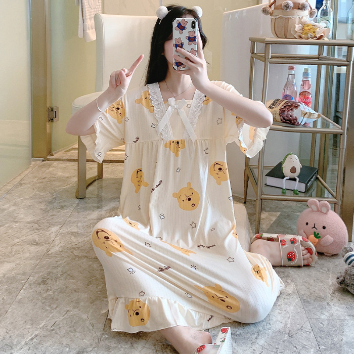 Princess Wind Pijamas de verano mujer dulce vestido encantador ocio más grande vestido de pijama casero en vivo comercio exterior al por mayor
