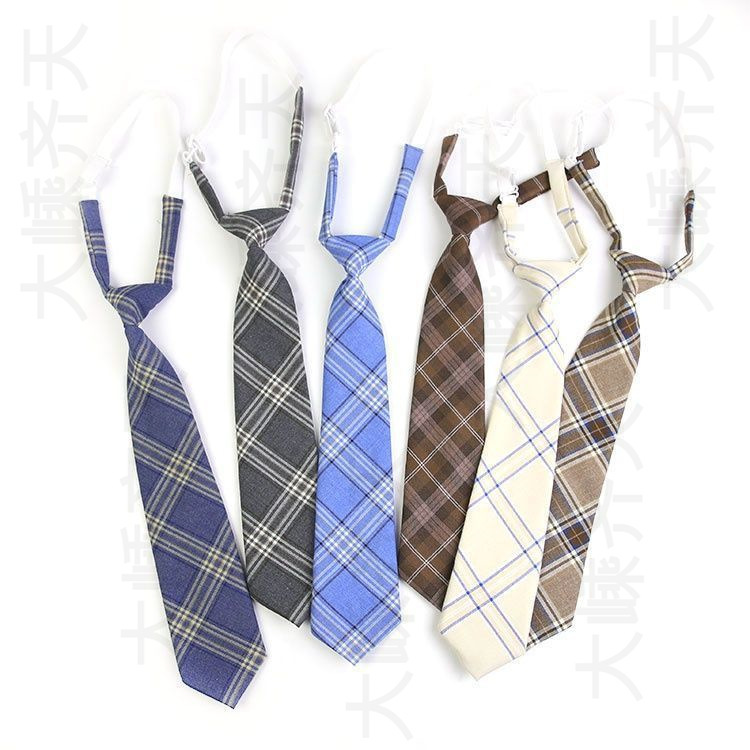 College Style Plaid Tie-Free Women's JK/DK Uniform for Men and Women Couple Japanese Student Uniform Lazy Tie