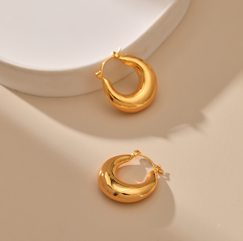 Retro Solid Color Copper Plating Hoop Earrings 1 Pair