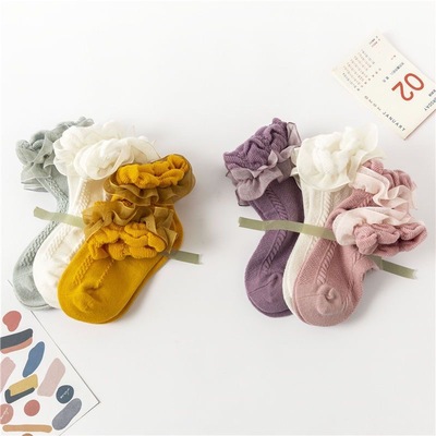 girl Lace stockings spring and autumn Korean Edition ins children Socks Mesh baby princess Little Girl Dance socks