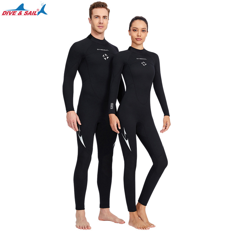 New 3MM wetsuit for women, one-piece long-sleeved, thickened and warm couple wetsuit, men's snorkeling surfing jellyfish swimsuit