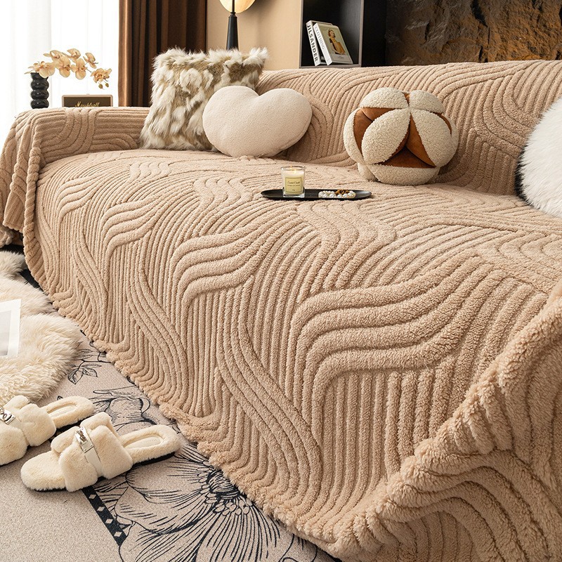 2025 nuevo estilo de alta sensación espesa toalla de sofá de algodón cojín de sofá antideslizante invierno crema de viento sofá cubierta