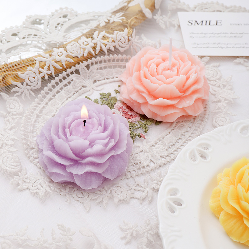Flores de peonía románticas hechas a mano, modelado artístico, fragancia, velas perfumadas, novias para niñas, regalos especiales, adornos