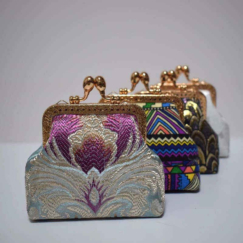 Ручная ткань 8,5 cm рот золотой мешок материала