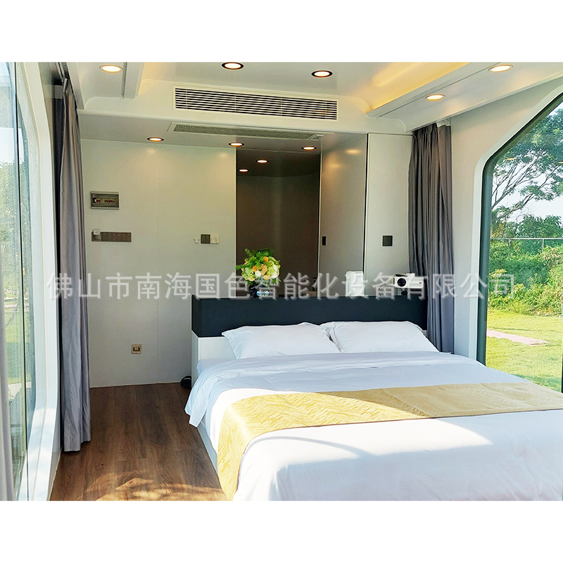 Cápsula espacial B & B viajes vacaciones camping móvil Villa Hotel habitación de huéspedes placa de aluminio completo Shell sala de sol Apple cabina