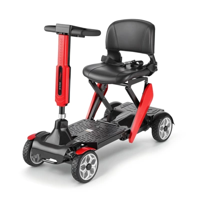 New model of elderly mobility scooter, four-wheel adult low-speed vehicle, foldable and transportable, small electric scooter for cross-border use (Qatlanan elektrik velosipedlər) - lava-red