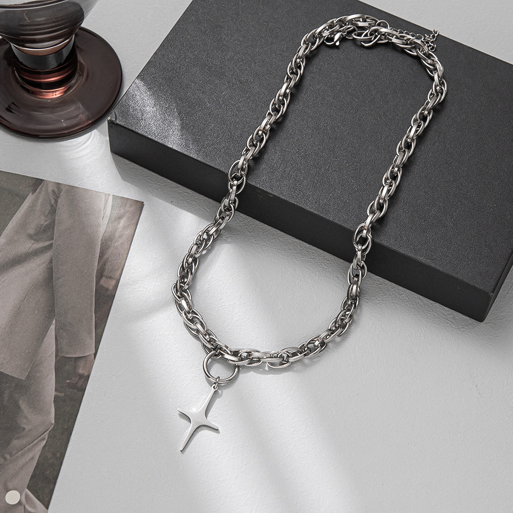 Original Design Star Titanium Steel Polishing Pendant Necklace 1 Piece