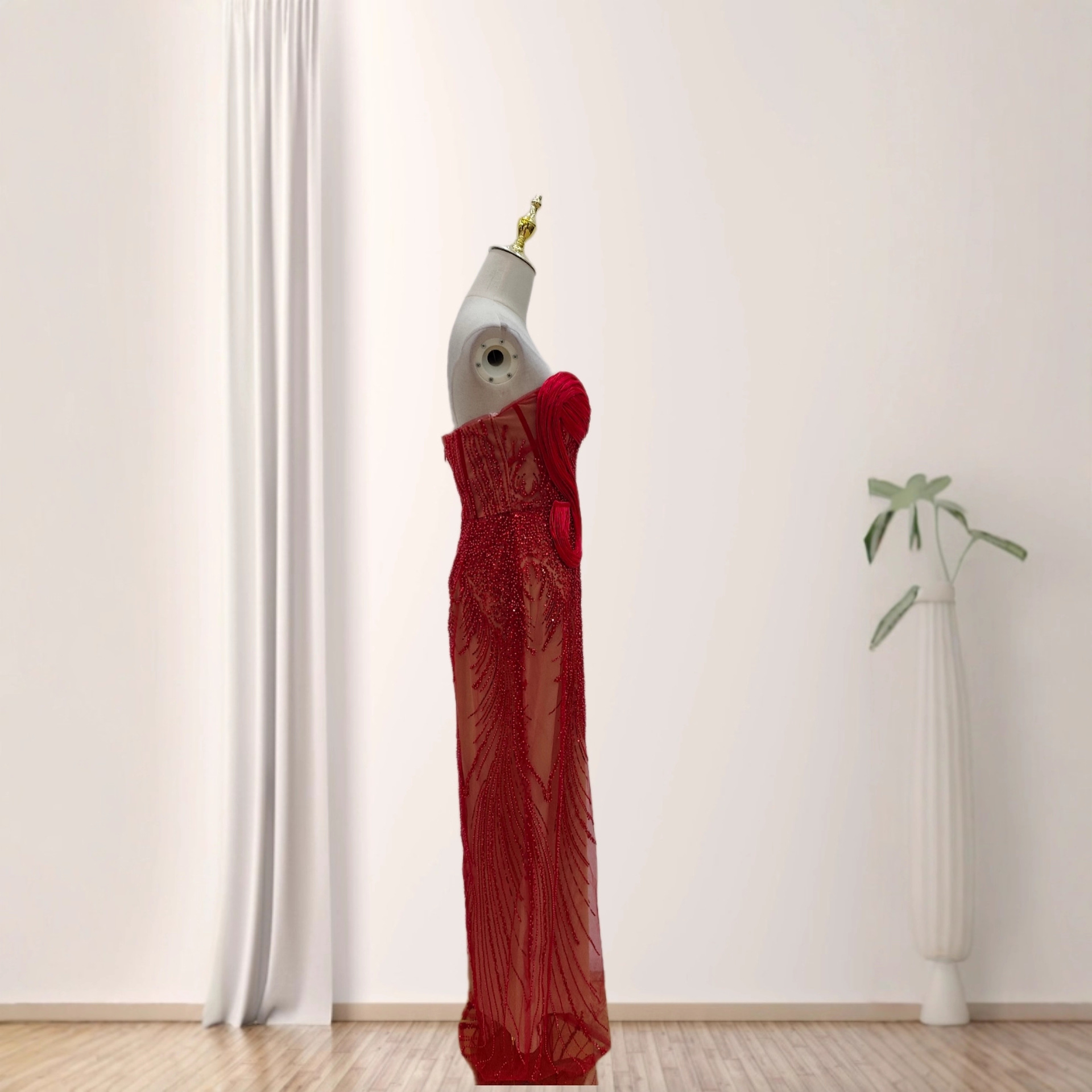 Elegant Beaded Bustier Bodycon Party Dress - Sexy High Waist Long Gown With 3D Embroidery For Women_voghion.com