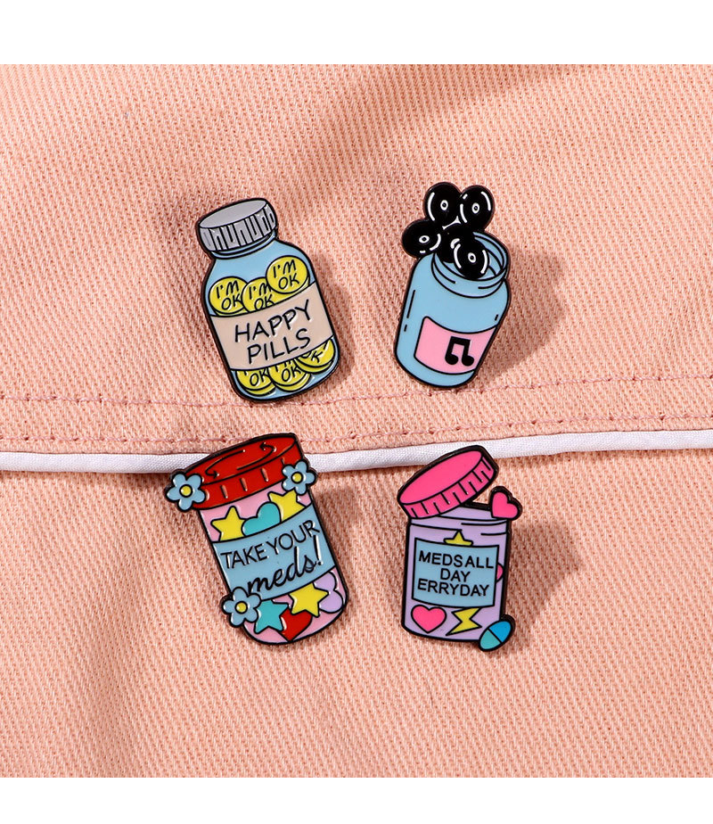 All Seasons Season Cute Modern Style Pin Letter Pill Medicine Bottle Alloy Enamel Unisex Brooches