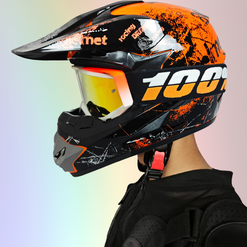 Cross-Border Foreign Trade Youth Mountain Bike Downhill Atv Go-Kart Off-Road Helmet [Comes with 100% Goggles]
