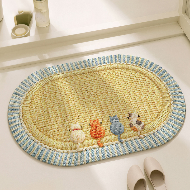 Fresh and Simple Diatomaceous Earth Bathroom Door Mat, Absorbent Non-Slip Foot Mat for Bathroom and Toilet Entrance, Durable and Washable Floor Mat