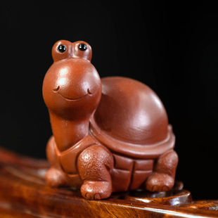Yixing purple sand tea pet turtle small ornaments raw ore handmade ceramic small cute turtle sculpture tea set accessories ornaments wholesale