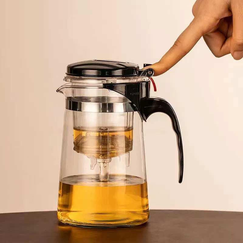 Плавающая чашка Чайник с одним щелчком фильтра Чайная чашка с чайной водой Отделение чайного сервиза Стеклянный чайник печать логотипа подарка