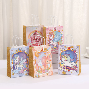 Unicorn Party Gift Bag Kraft Paper Bag Wholesale Shopping Bag Holiday takeout Bag Clothing Gift Bag