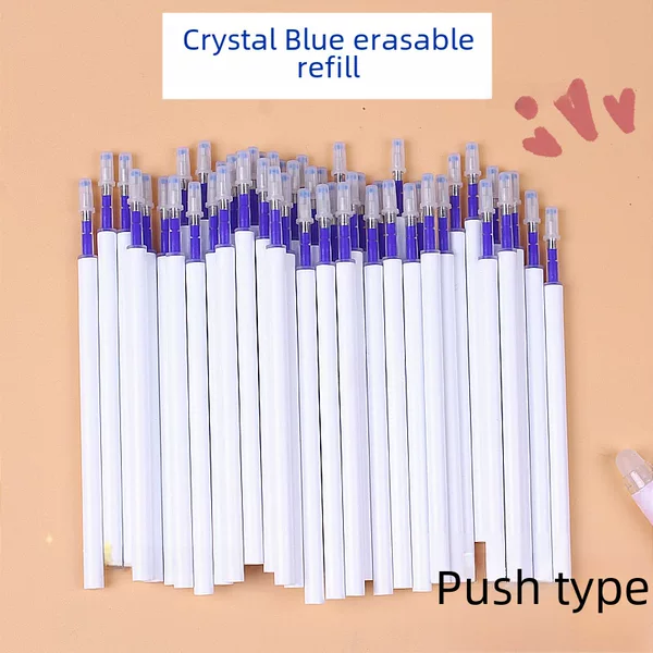 Bagged Erasable Push-Button Refills Bullets, 20 Pieces, 10 Pieces, Crystal Blue Charcoal Black Friction, Easy-To-Erasure Press Refills, Replaceable