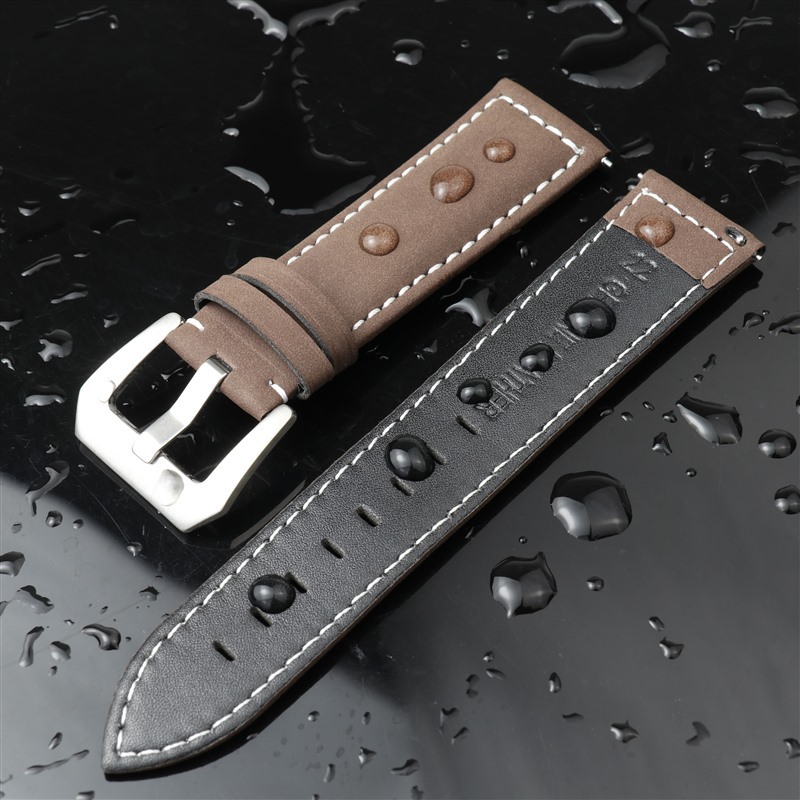 Correa de reloj de cuero esmerilado de desmontaje rápido directo de fábrica con hebilla original para hombre de línea gruesa retro de alta gama