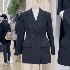 沙漏腰小西装外套女2025年春秋季新款戗驳领礼服收腰显瘦垫肩西服