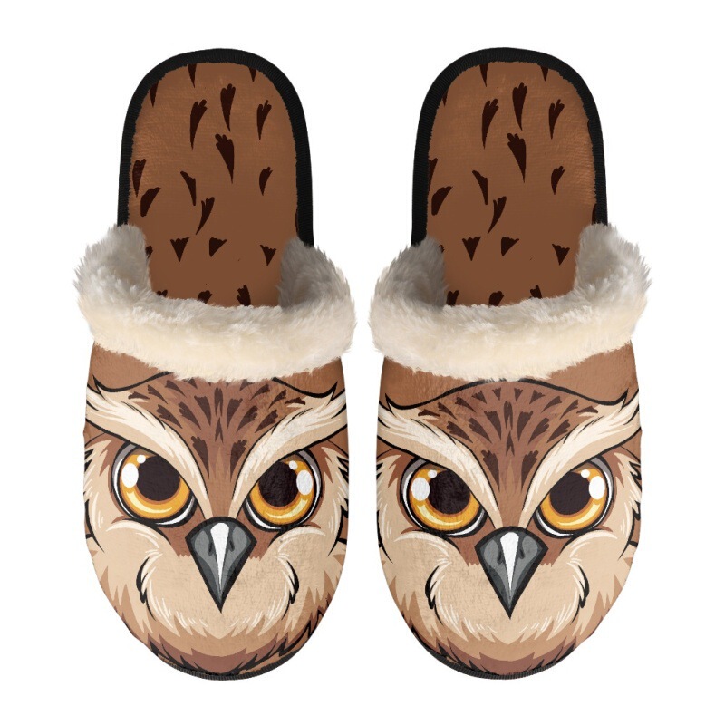 Cute Owl Cotton Left and Right Foot Cute Alpaca Nearline Plush Home Thin Bottom Slippers Round Flat New Style