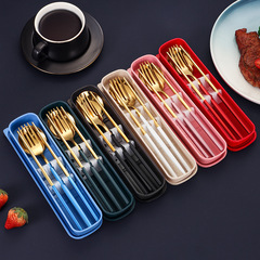 ステンレス携帯食器フォークスプーン箸ポルトガル西洋食器三点セットアウトドア学生食器セットプレゼント