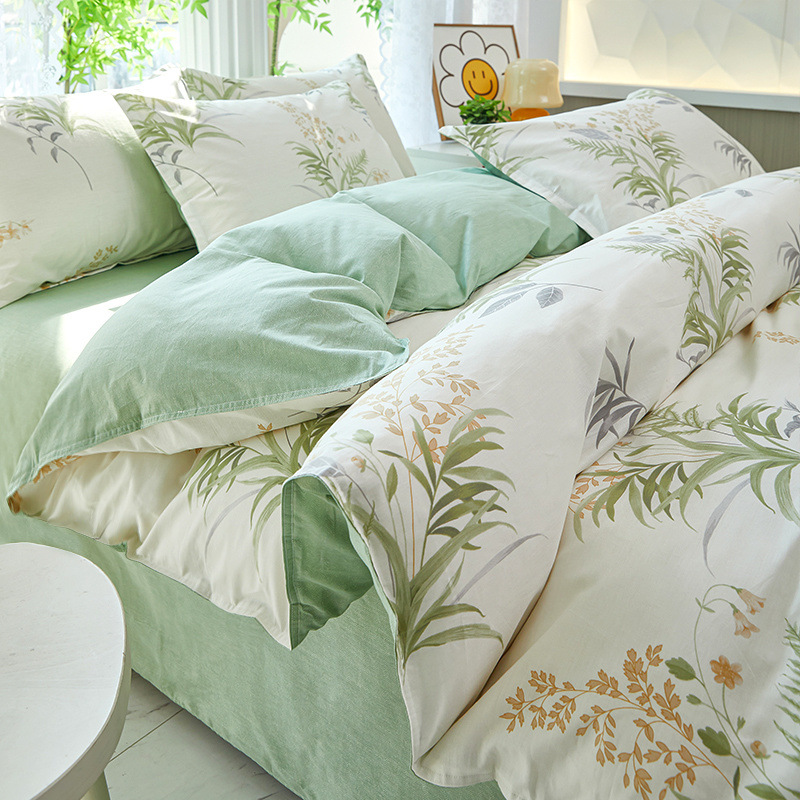 Ropa de cama de tres piezas de dormitorio de algodón fresco 4 ropa de cama de cuatro piezas de algodón 100 sábanas fundas de edredón