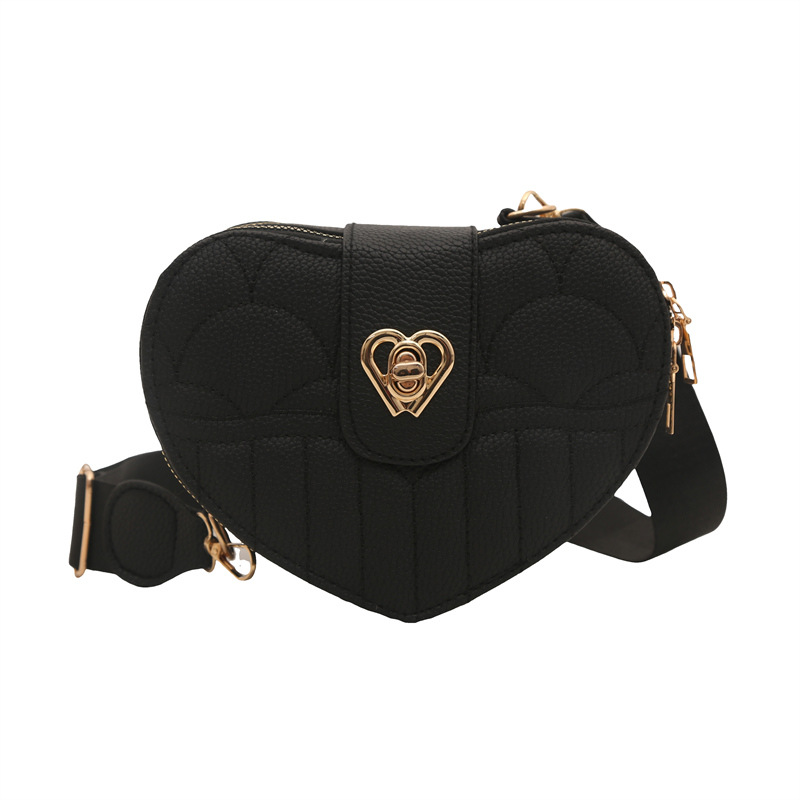 Bolso de mujer con bloqueo nuevo bolso de teléfono móvil de estilo extranjero, bolso de amor de un solo hombro retro estampado de litchi.