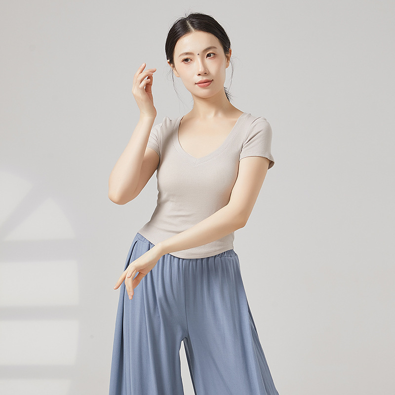 现代舞修身短袖舞蹈服古典舞夏季上衣练功服女成人形体服|undefined