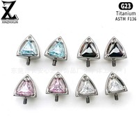 F136钛合金耳骨钉猫耳朵0.9牙内螺纹唇钉时尚百搭软骨穿刺耳骨钉