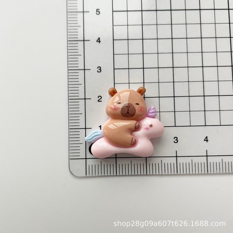 かわいいカピバラ小さな diy 樹脂ジュエリーアクセサリー子供のクリーム接着剤ヘアピンヘアバンドグラブクリップ手作りアクセサリー|undefined