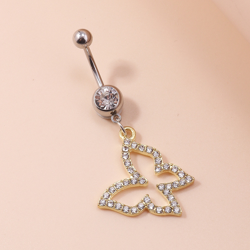 Fashion European And Cross-border Jewelry Foreign Trade Hot-selling Item: Diamond-encrusted Butterfly Pendant Piercing, Easy To Wear_voghion.com