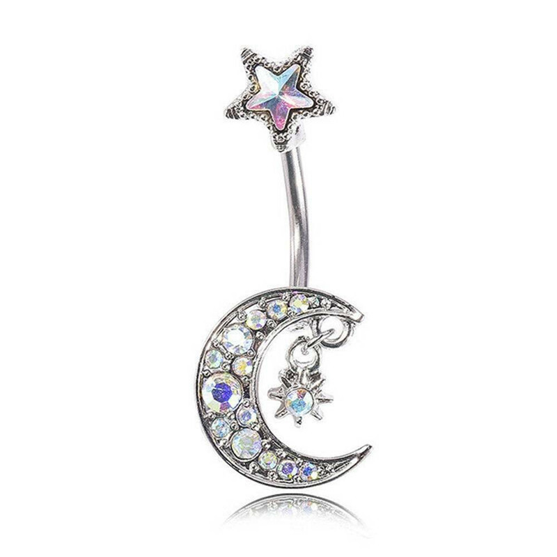 Hold és csillag piercing gyűrű rozsdamentes acélból nőknek_voghion.com