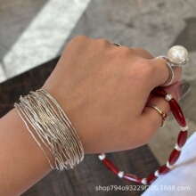 西西里 泰国纯手工925素银纯银 多层细管手链 手饰 设计简约个性