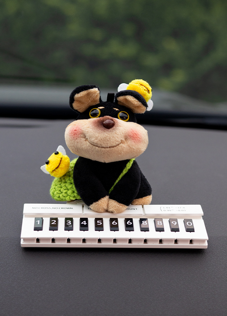 Gulu Handmade Original Bee Dog Girls' Temporary Parking Number Plate - High-End Creative Car Moving Phone Number Sign