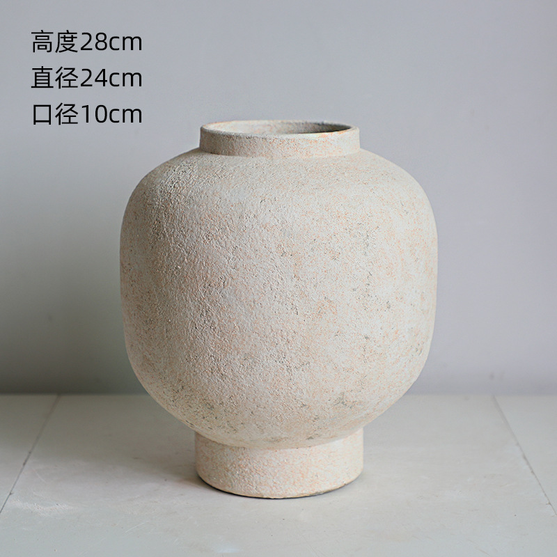 Color de la tierra Jingdezhen vasos de cerámica retrógrado hotel artesanal nórdico alojamiento residencial floral silenciosa decoración cerámica rugosa