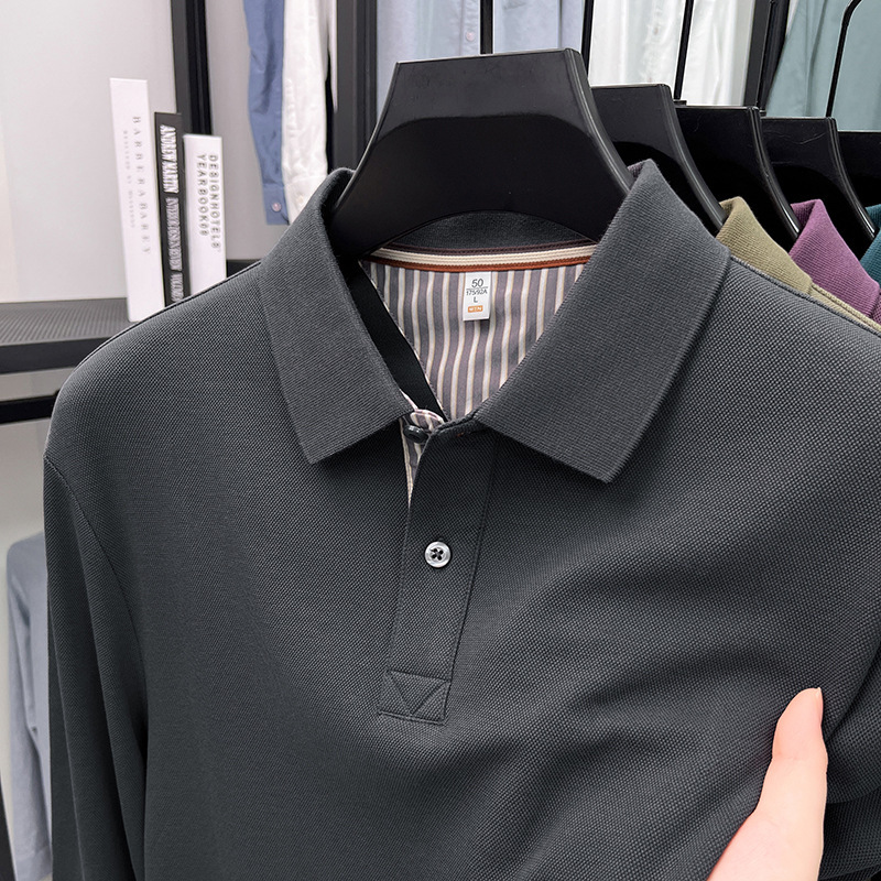 正品汤米新款100%纯棉长袖t袖新款秋季polo衫男翻领百搭休闲上衣