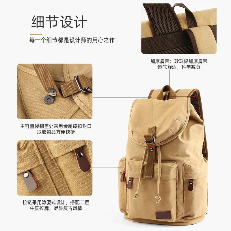 ⭐ Vintage Canvas Backpack for Men, Fashionable Middle and High School Student Backpack, Laptop Bag, Large Capacity for Hiking and Travel