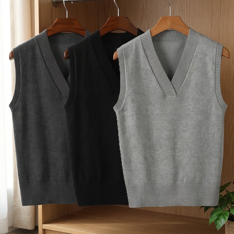 Early Autumn Chanel Style V-neck Knitted Vest Coat Women's Fashion Sweater Vest Overlay Black Cotton Vest Early Autumn Chanel Style V-neck Knitted Vest Coat Women's Fashion Sweater Vest Overlay Black Cotton Vest