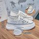Mesh white shoes for women 2024 spring and summer thick sole height increasing casual shoes soft leather breathable single-layer shoes comfortable lightweight board shoes