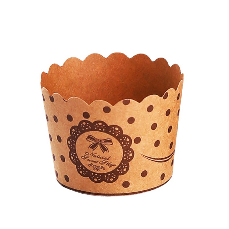 Máquina mediana Taza Muffin taza Pastel de papel Kraft taza de papel resistente a la temperatura horno para hornear titular de papel mediano doméstico 50