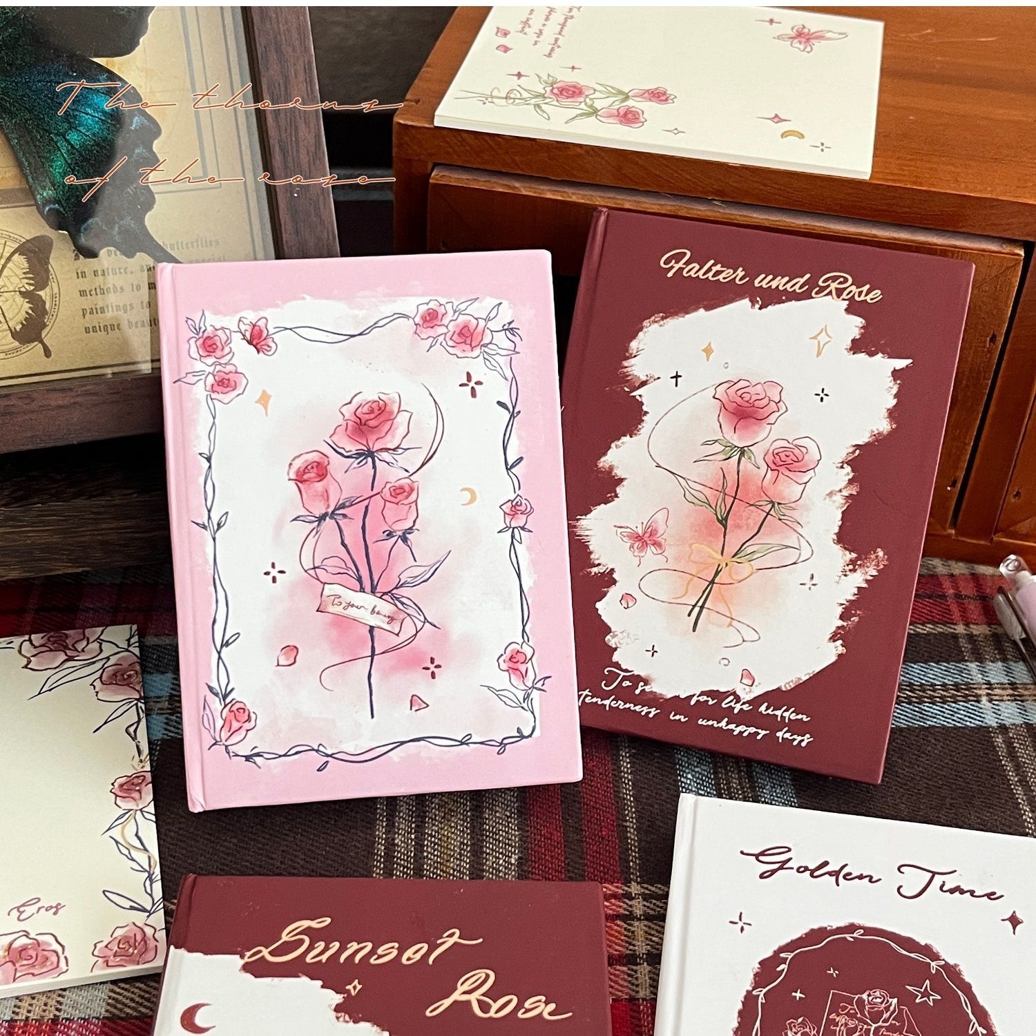 Cuaderno de alto valor retrógrado rosa A7 páginas de color cubierta dura para estudiantes cuaderno de bolsillo portátil barato especial