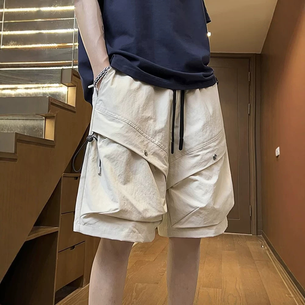Men's Summer Cargo Shorts Trendy High Street Style Large Pockets Sporty High End Casual Five Point Pants_viptrois.com