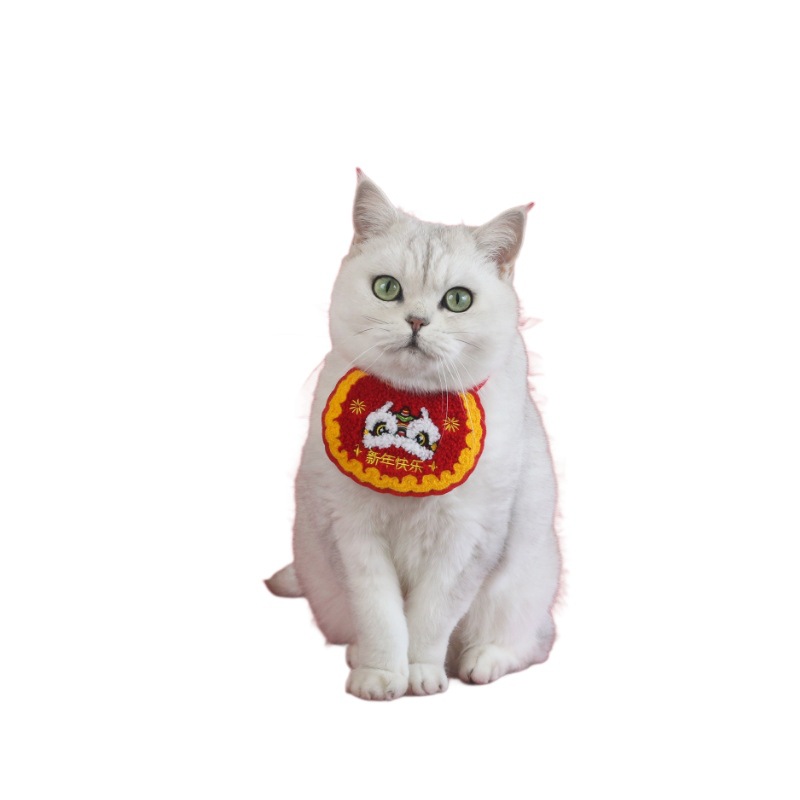 2026 mascotas de Año Nuevo baudón perros pequeños y medianos gatos bordados despierta león Fu bolsas palabras toallas de saliva para celebrar el Festival de Primavera image 6