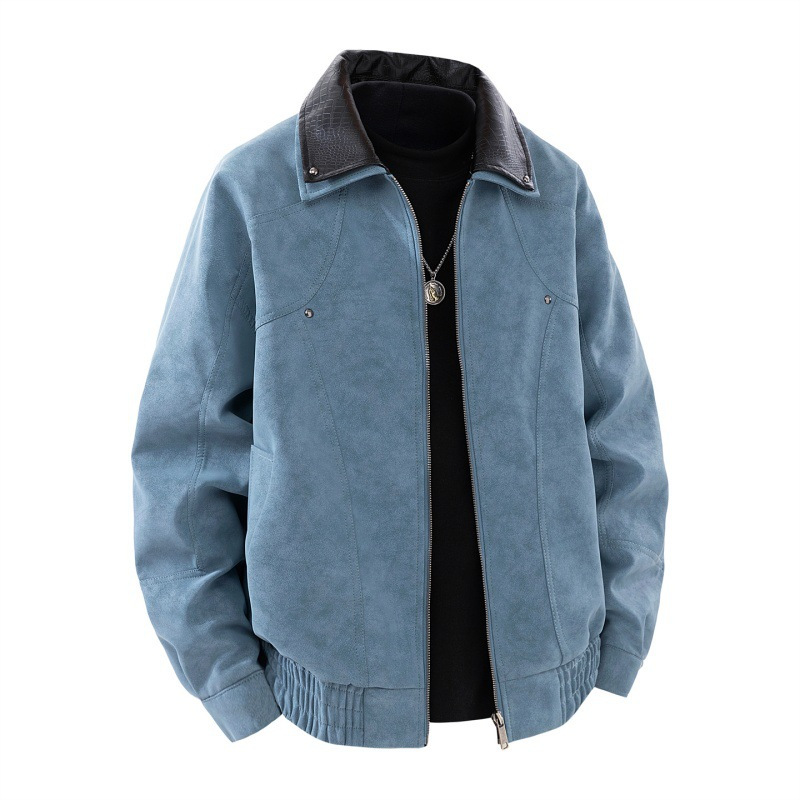 남성용 가죽 자켓 2025 크로스 보더 아메리칸 오토바이 가죽 자켓 남성용 봄, 가을 라펠 루즈 파일럿