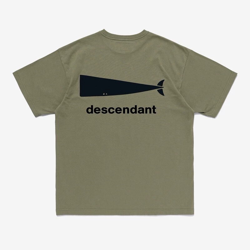 25Ssdescendant Nishiyama Tatsuro Round Neck Short-Sleeved T-Shirt with Big Whale Print on the Back Half-Sleeved Loose Top Trendy