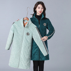 PK7J秋冬加絨夾棉加厚長袖正穿拉鏈立領廚房圍裙大褂工作服羽絨服