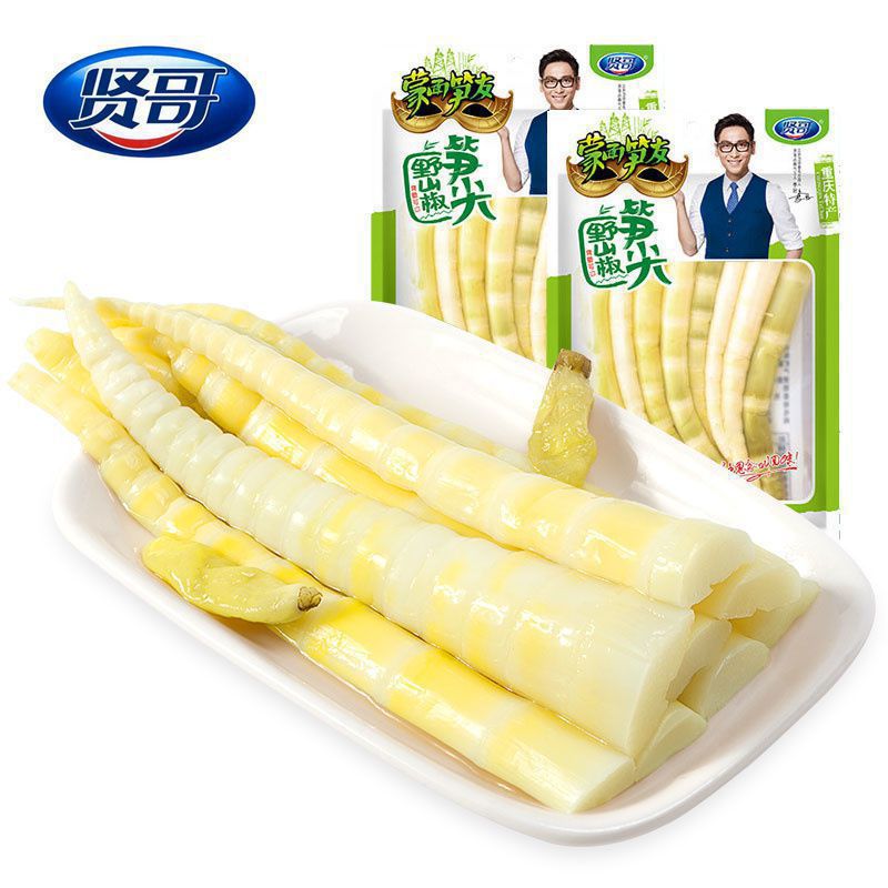 贤哥野山椒笋尖55g 笋条新鲜脆笋即食泡椒竹笋笋丝笋干笋片95g