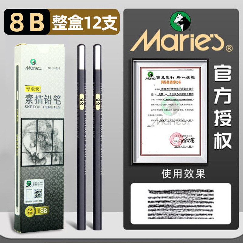 マーリー スケッチ鉛筆 美術学生描画 2B 木炭 C7401 ハードミディアム ソフト カーボンペン 4B 絵画スケッチ ペンボックス|undefined