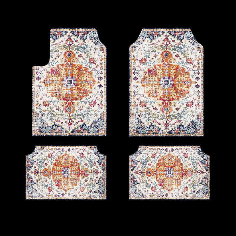 Cross-Border Bohemian Car Floor Mats Four-Piece Set Easy Care Main and Passenger Floor Mats Amazon Temu Dropshipping Floor Mats