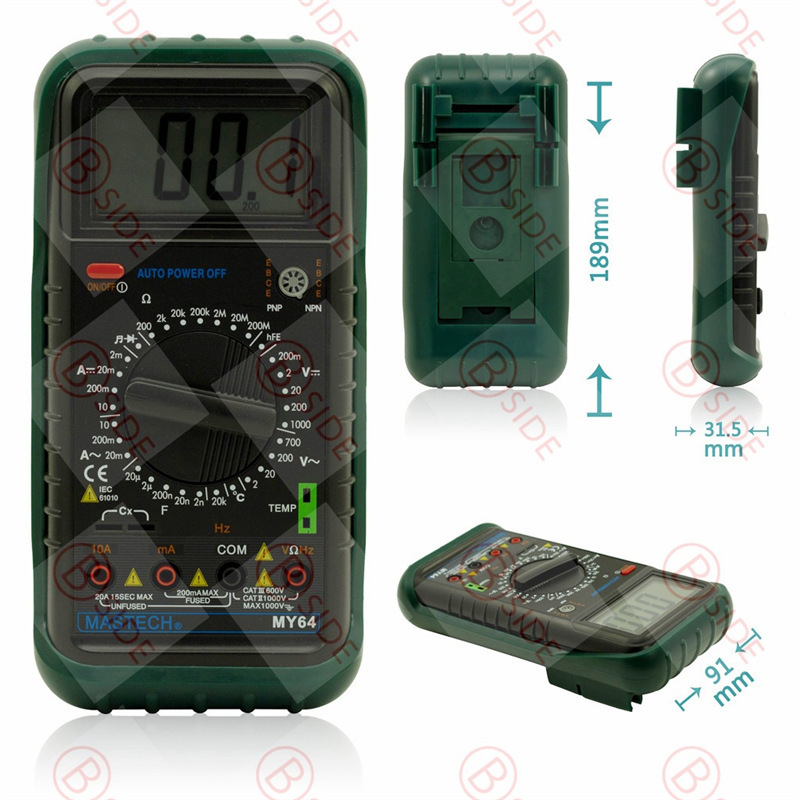 MASTECH华仪 MY64经典款手持数字万用表带温度电容18月保修
