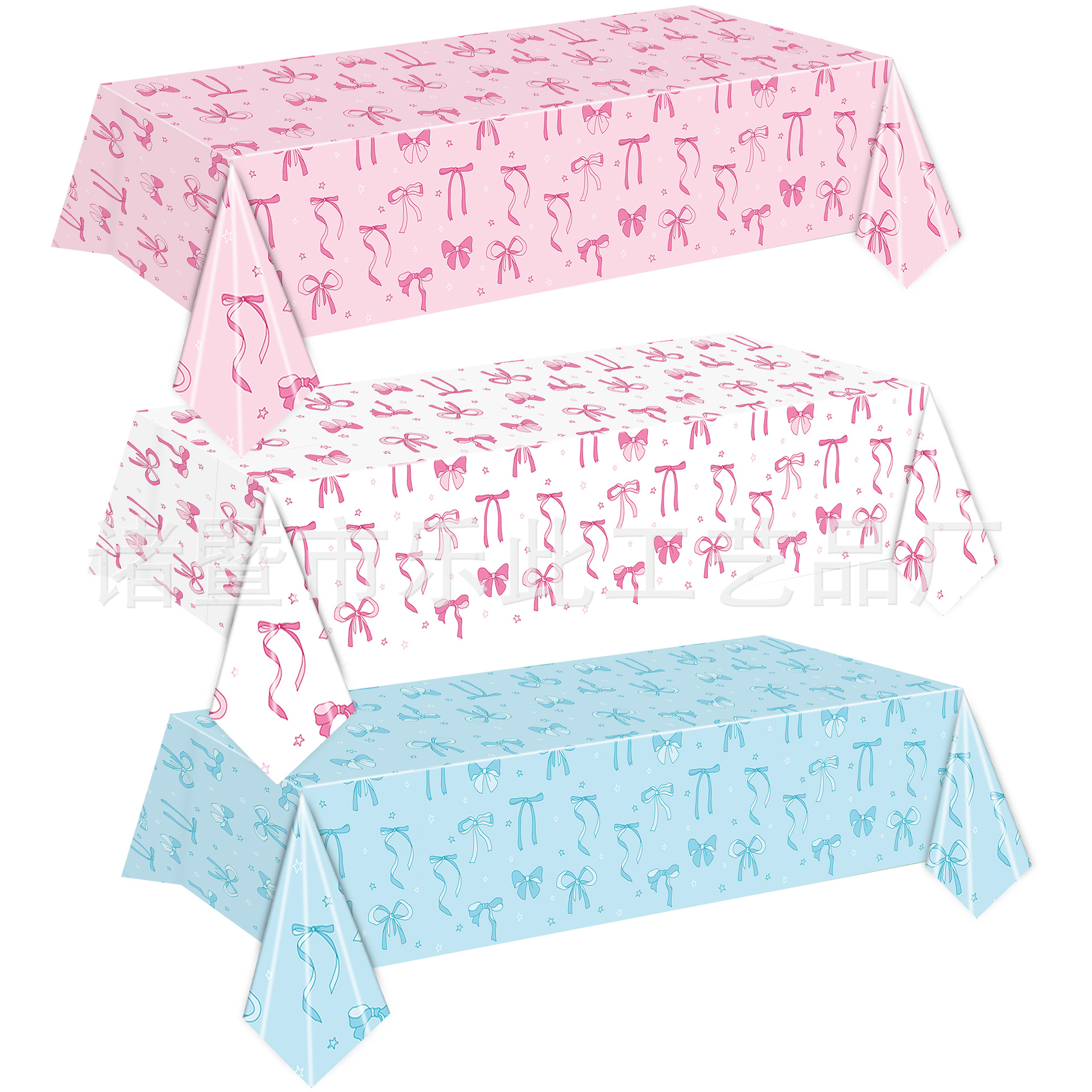 Three-Color Fresh Tableware Bow Girl Birthday Party Tablecloth Disposable Holiday Props Layout Supplies Tablecloth