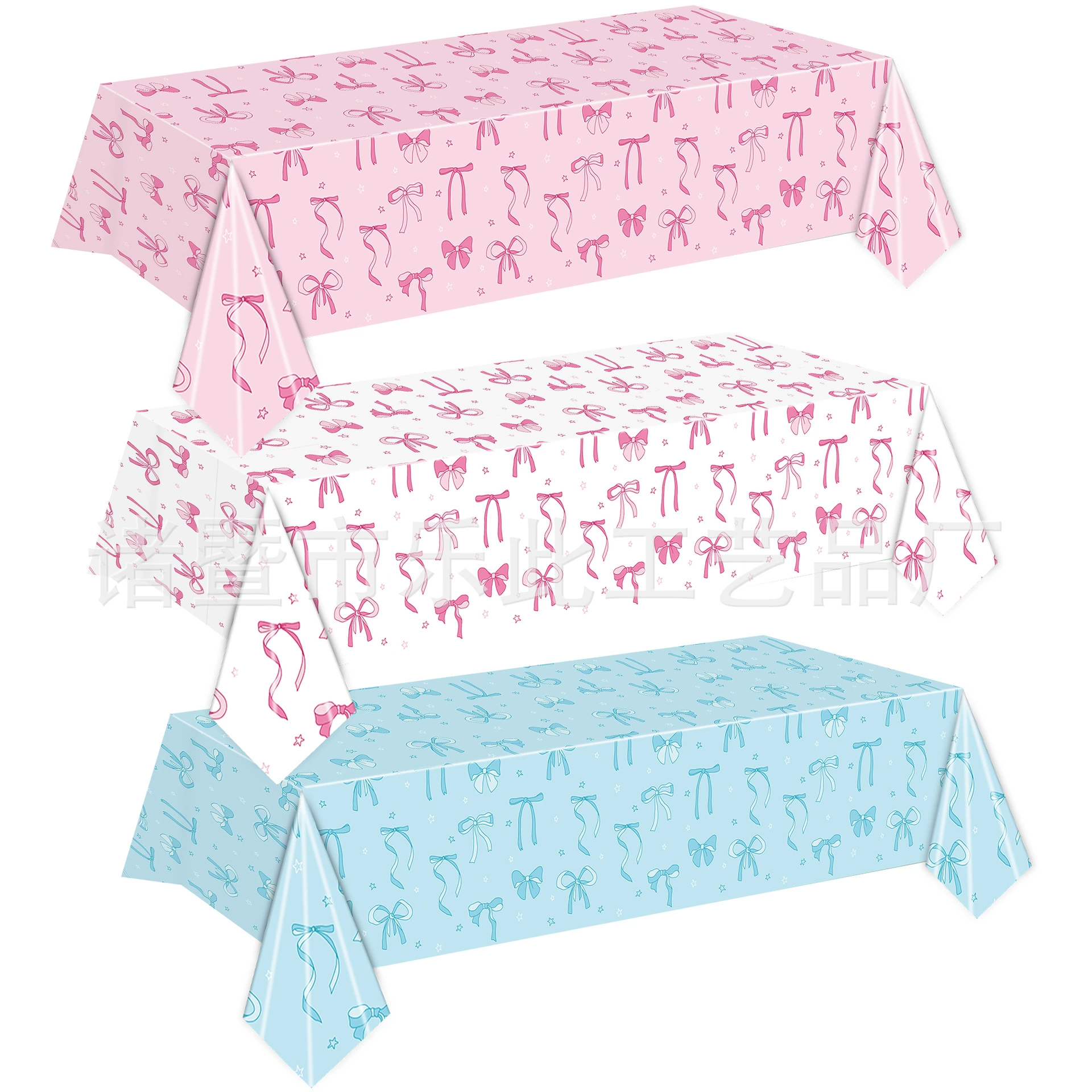 Трехцветная свежая посуда с бантом для девочек, скатерть для дня рождения, одноразовый праздничный реквизит, макет, скатерть